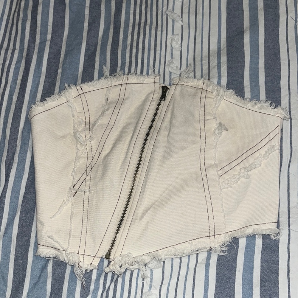 SHEIN. Cropped tube top zipper up.